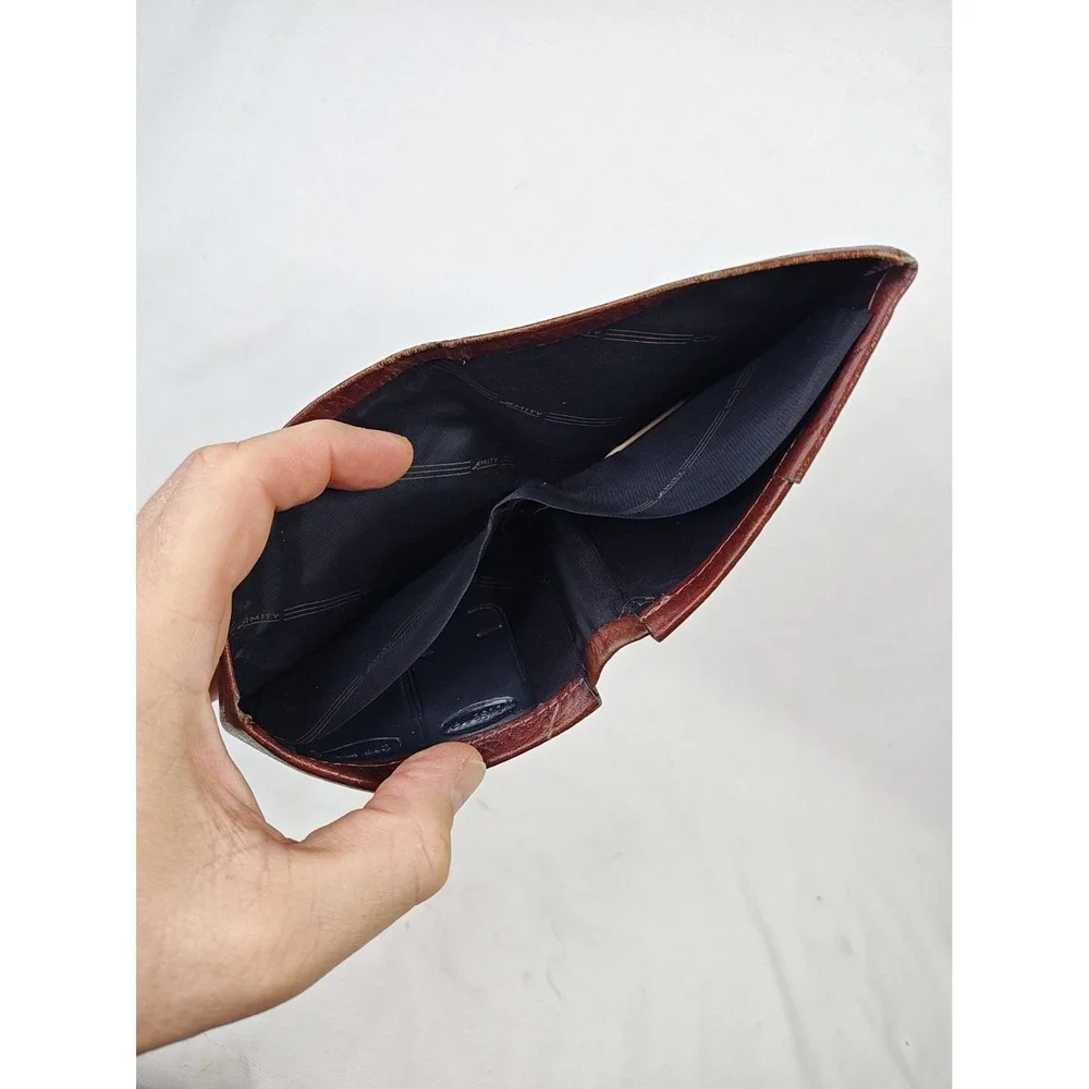 Vintage 80's Amity Brown Cowhide Leather Men's Bi-fold Billfold Wallet Money!